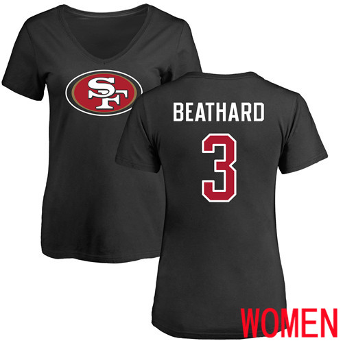 San Francisco 49ers Black Women C. J. Beathard Name and Number Logo #3 NFL T Shirt